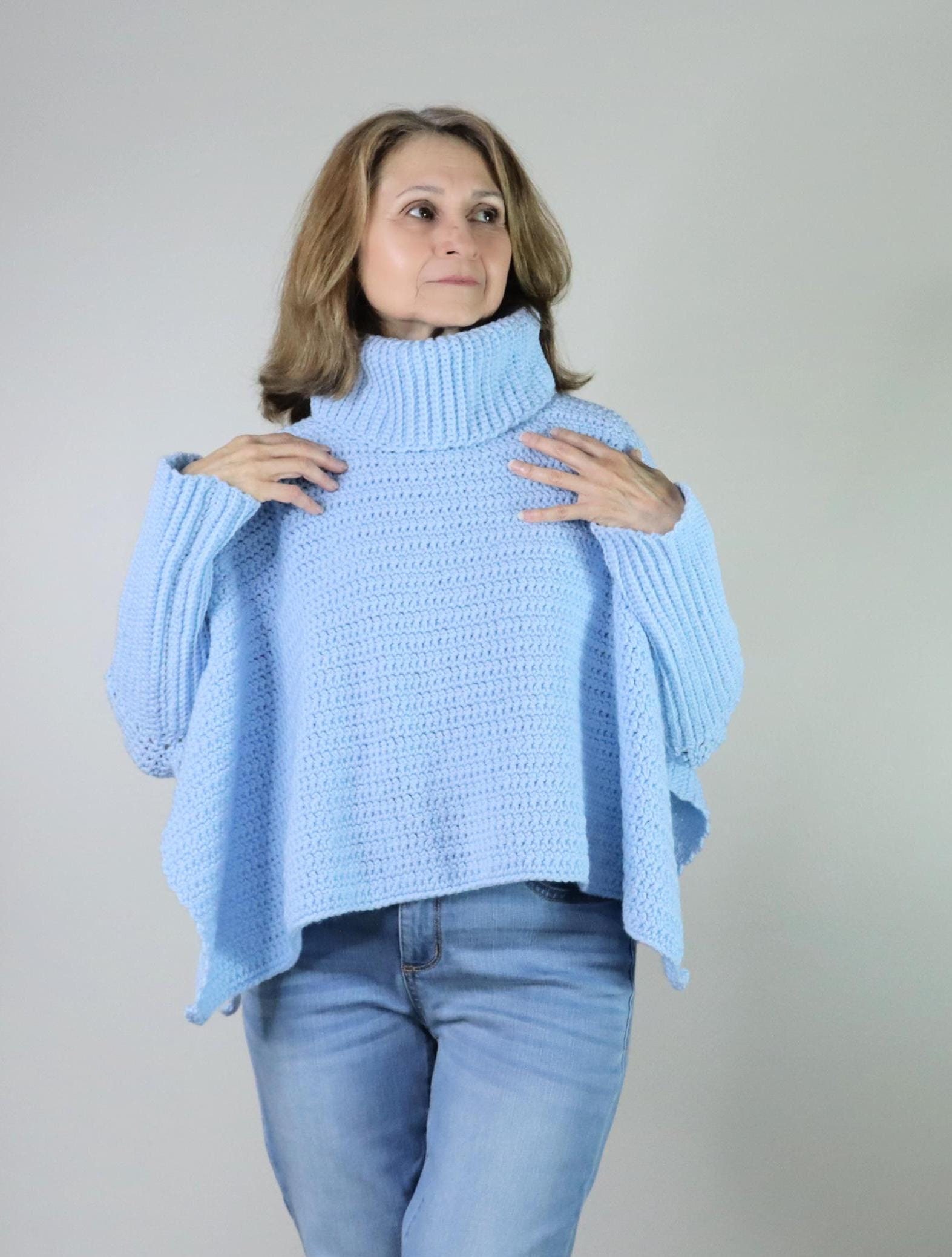 40 Turtleneck Crochet Patterns for Cozy Layers, Modern Pullovers, and Textured Necklines 19 Crochet Poncho Pattern. Sleeves & Turtleneck.