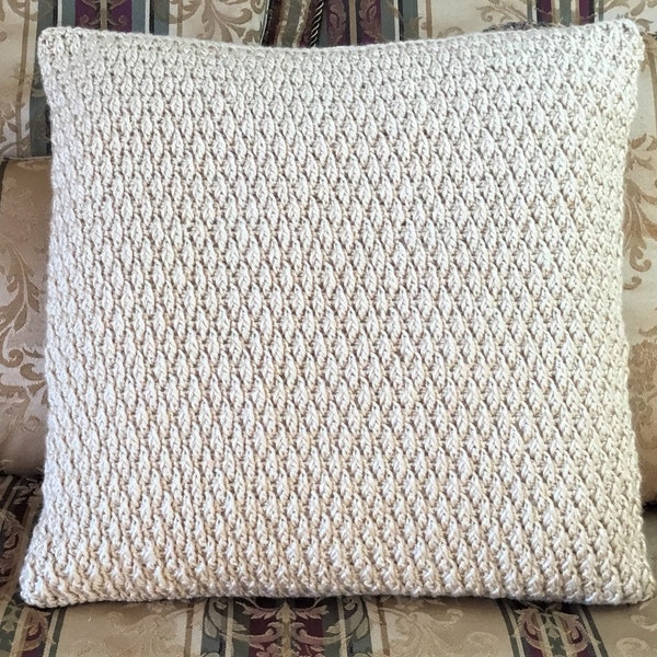 Crochet pillow cover PATTERN perfect for any style decor! Fast, beautiful housewarming gift! Easy to learn alpine stitch.