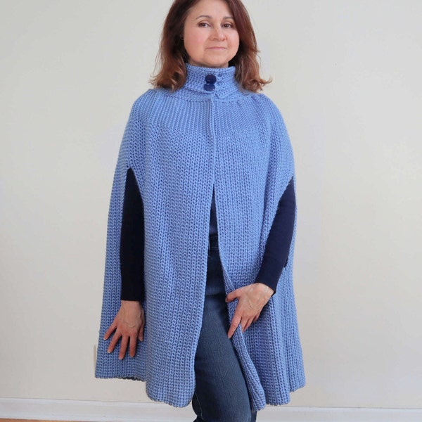 Crochet CAPE Pattern PDF. Beginner friendly UPDATED Classic Crochet Cape for women. Open front. Uses the simplest of stitches.