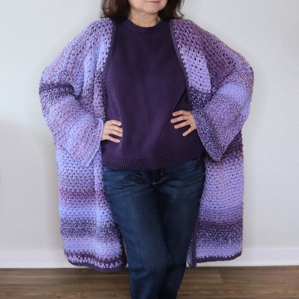 Crochet Cardigan PATTERN. OVERSIZED crochet cardigan featuring Crochet BUTTONS! Fast, easy pattern to create a super cozy crochet wearable.