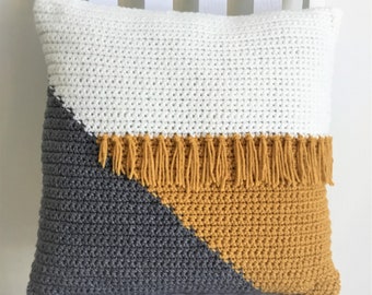 Crochet PILLOW PATTERN. Easy crochet color block pillow cover. Crochet housewarming GIFT, Crochet Homeware