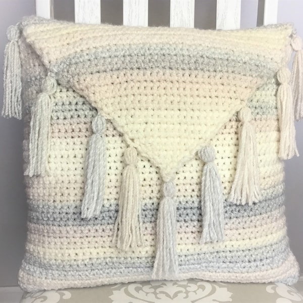 Crochet pillow cover PATTERN for this fast, easy crochet cushion. Envelope flap flips open for easy removal of pillow. Great crochet gift!