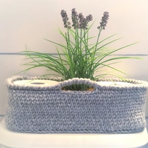 Gehaakte rechthoekige mand met handvatten PATROON, gehaakt housewarmingcadeau, gehaakt huishoudartikelen, gehaakt voor badkamer, gehaakte mand