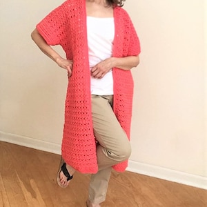 EASY Crochet Cardigan Duster PATTERN. Long Crochet Cardigan. Lightweight crochet cardigan. Crochet Beginner Cardigan. Easy crochet sleeves.