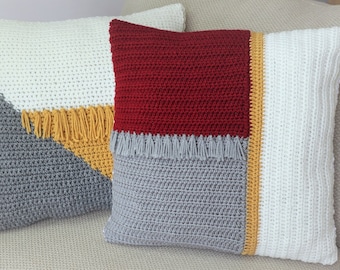 Crochet Pillow Cover PATTERN, color block cushion cover. Crochet housewarming gift, crochet beginner friendly, crochet stash buster