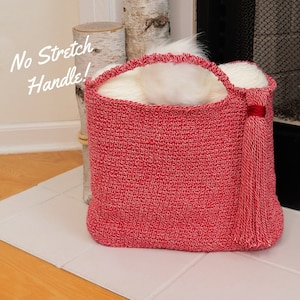 EASY Crochet Tote Bag PATTERN features No Stretch Handles! Flat Bottom Crochet Bag for beginners. Crochet market bag. Crochet tote bag.