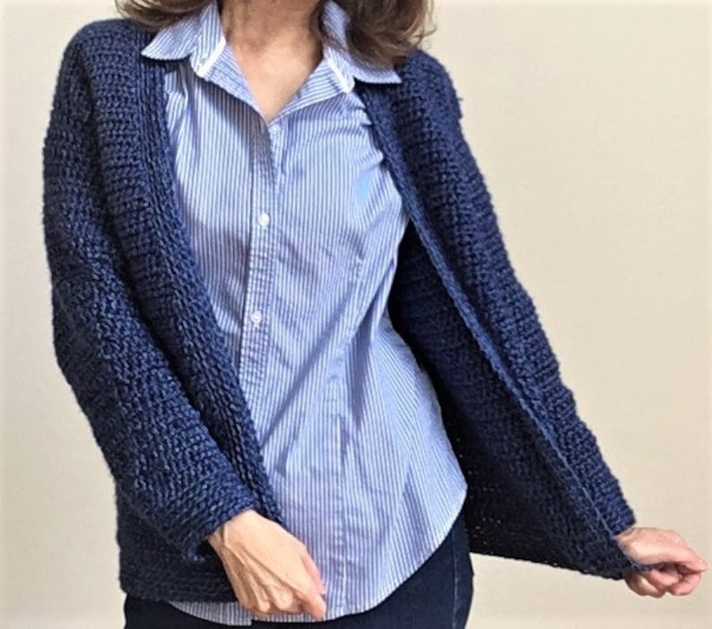 Crochet PATTERN for CLASSIC Crochet CARDIGAN for women. Uses basic crochet stitches to create a beautiful sweater. image 2