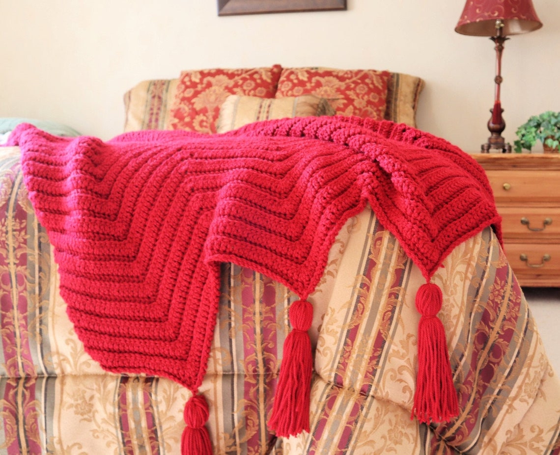 Crochet Ripple Throw PATTERN. Easy Crochet Sofa Throw. Wide Etsy