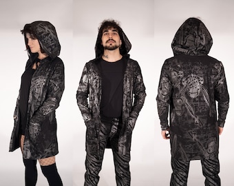 Cybermonkey Jacket long hoodie schwarz - slow fahion - Cyberpunk Cybergoth - Tech wear - Berlin style - dark fashion - HybridPunkBerlin