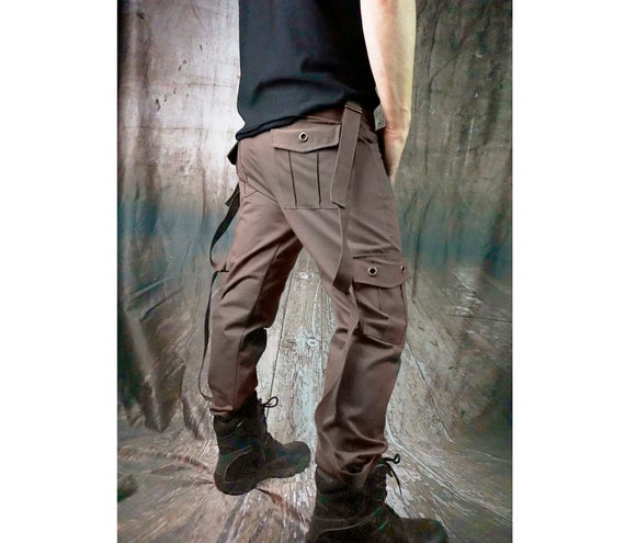 Dark Bootcut Baggy Bottom Jeans | Mesh Pockets Punk Cargo Pant