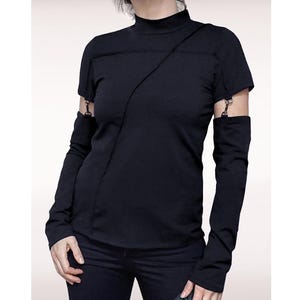 Carabiner longsleeve women wide loose-fitting longsleeve with darts Cyberpunk Gothic Cybergoth extravagant slow fashion techwear
