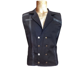 Crossed Vest Steampunk Fantasy Gothic Weste veganes Kunstleder