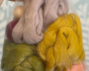 200g Lucky Dip Corriedale Wool Roving, Fibre Pack, mixed wool tops for weaving, spinning and felting