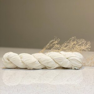 WhiteSilk Chiffon Ribbon, weaving ribbon, floristry ribbon, gift wrapping, recycled textile ribbon, artisan knitting ribbon, crotchet