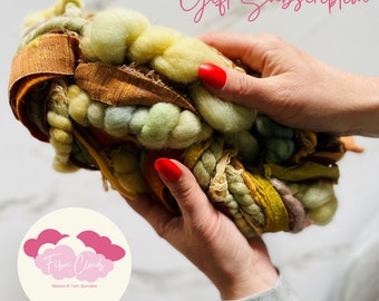 Ribbon Bundle Subscription, Tapestry Weaving supplies, artisan ribbons, Fibre cloud fibre pack