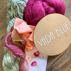 Pacchetto di fibre per tessitura fai da te Vada Blue, fascio di fibre miste per tessitura, materiali per tessitura, tessuti macramè, nastri per tessitura