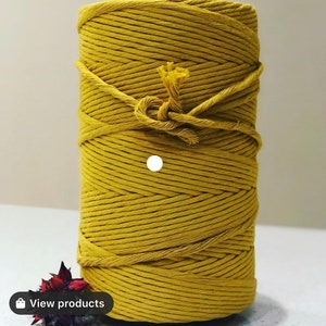 Corde de coton macramé australien / Coton à torsion unique / Cordon macramé / Coton macramé 4mm Mustard