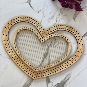 Set of Three Heart Shaped Timber Weaving Loom