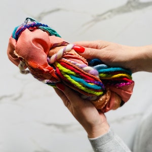 Rumba Mixed Fibre Cloud | yarn and fibre bundles, weaving yarn, gift wrapping ribbons, weaving supplies.