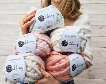 Bobbiny Cotton Candy, cotton roving, recycled cotton weaving supplies, vegan friendly roving