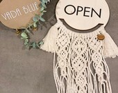 Business signage, home business sign, open closed business signage, Macrame custom business sign, salon signage, custom shop front signs