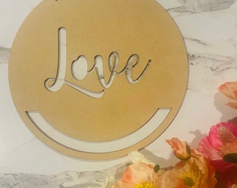 Wooden Sign for DIY Macrame Wall Hanging, Love wooden decor sign