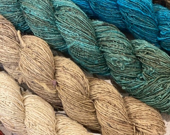 Hand Spun, Hand Dyed Nettle Yarn, 100% natural nettle yarn for crotchet, weaving and knitting