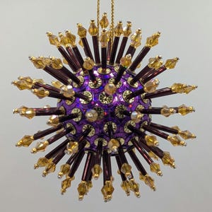 Gold & Dark Purple Prism Burst Sequin Ornament