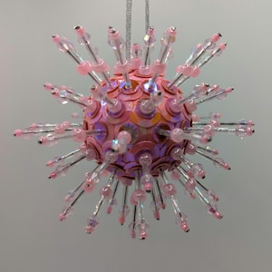 Pink Cotton Candy Bubble Prism Starburst Sequin Ornament
