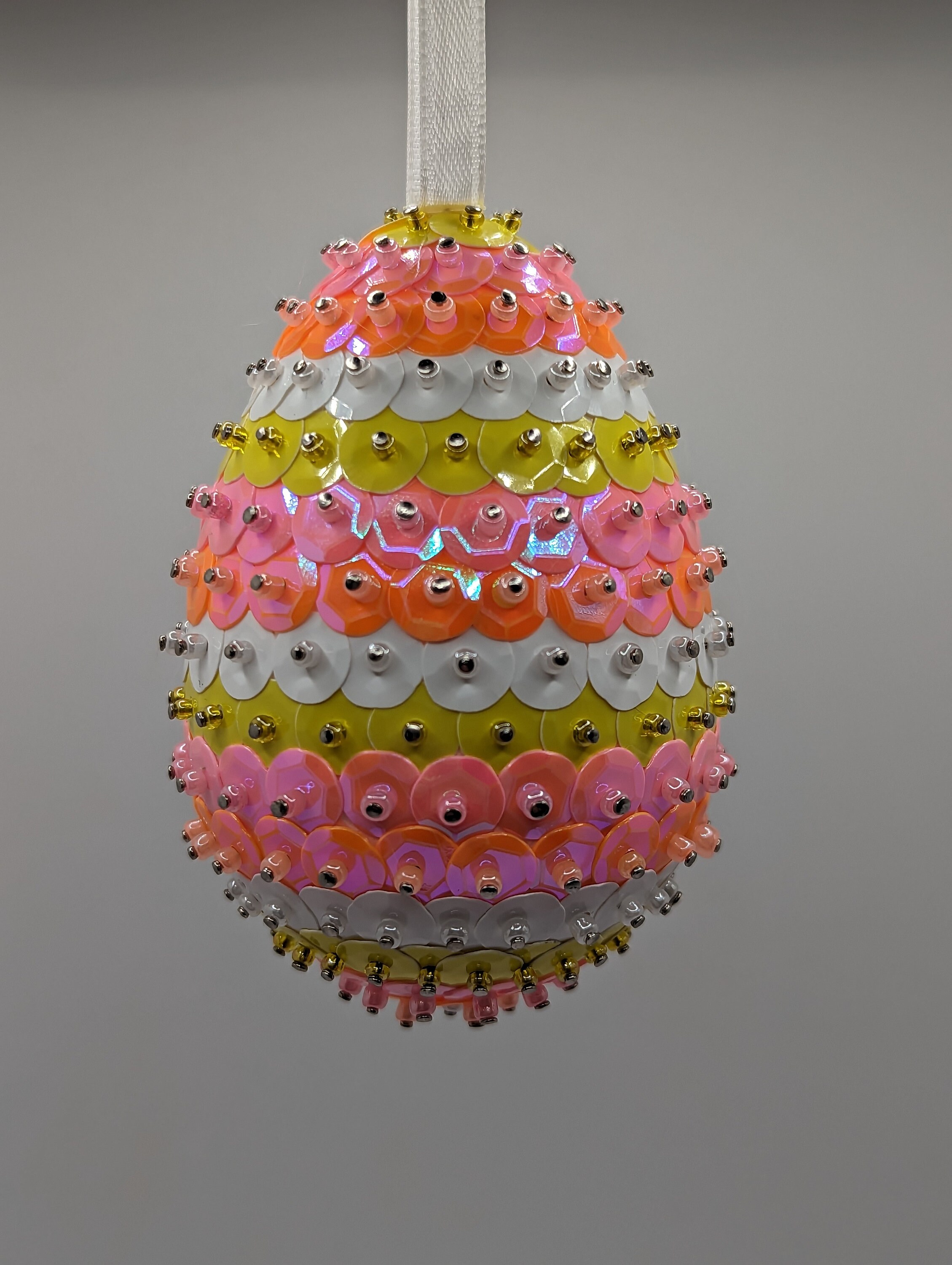 Warm and Cold Ombre Sequin Egg Ornament