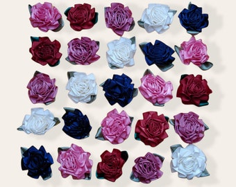 25 Satin Ribbon Flower 1&quot; Applique