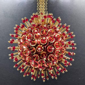 Red & Gold Prism Starburst Sequin Ornament