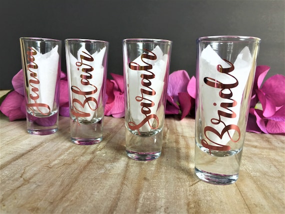 Personalized Shot Glasses Bachelorette Party Custom Shot Glasses Bridal Party Gift Birthday Bridal Party Gift Gifts Drinking Favors Etsy UK