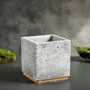 Square Concrete Planter Concrete Decor Succulents Pot Plant Pot image 1