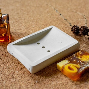 White Concrete Soap Dish - Bathroom Accessory - Original Decor
