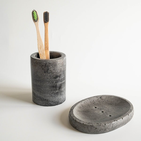 Porte-brosse à dents en béton | | de la coupe de pinceau de maquillage | de pot de stockage de crayons Zahnputzbecher aus Beton | Zahnbürsten-Halter