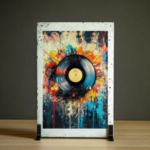 Vinyl Record Wall Art | Music Concrete Poster | Colorful DJ Decor | Retro Music Lover Gift | Record Player Room Print
