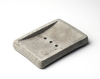 Jabonera de hormigón gris - Accesorio de baño - Decoración original
