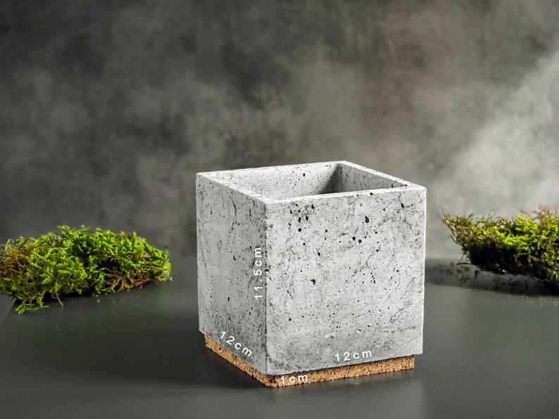 Square Concrete Planter Concrete Decor Succulents Pot Plant Pot image 2