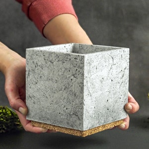 Square Concrete Planter Concrete Decor Succulents Pot Plant Pot image 4