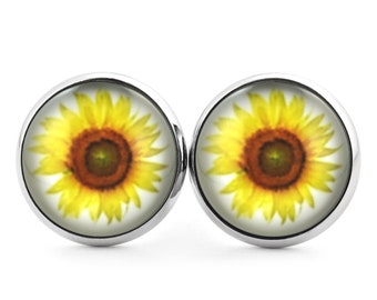 Ohrstecker Sonne Sonnenblume echt Silber 925 Süßwasserperlen Damen Ohrringe