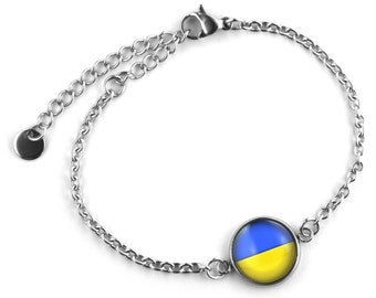 SCHMUCKZUCKER Edelstahl Armband Motiv Ukraine Flagge Verstellbar