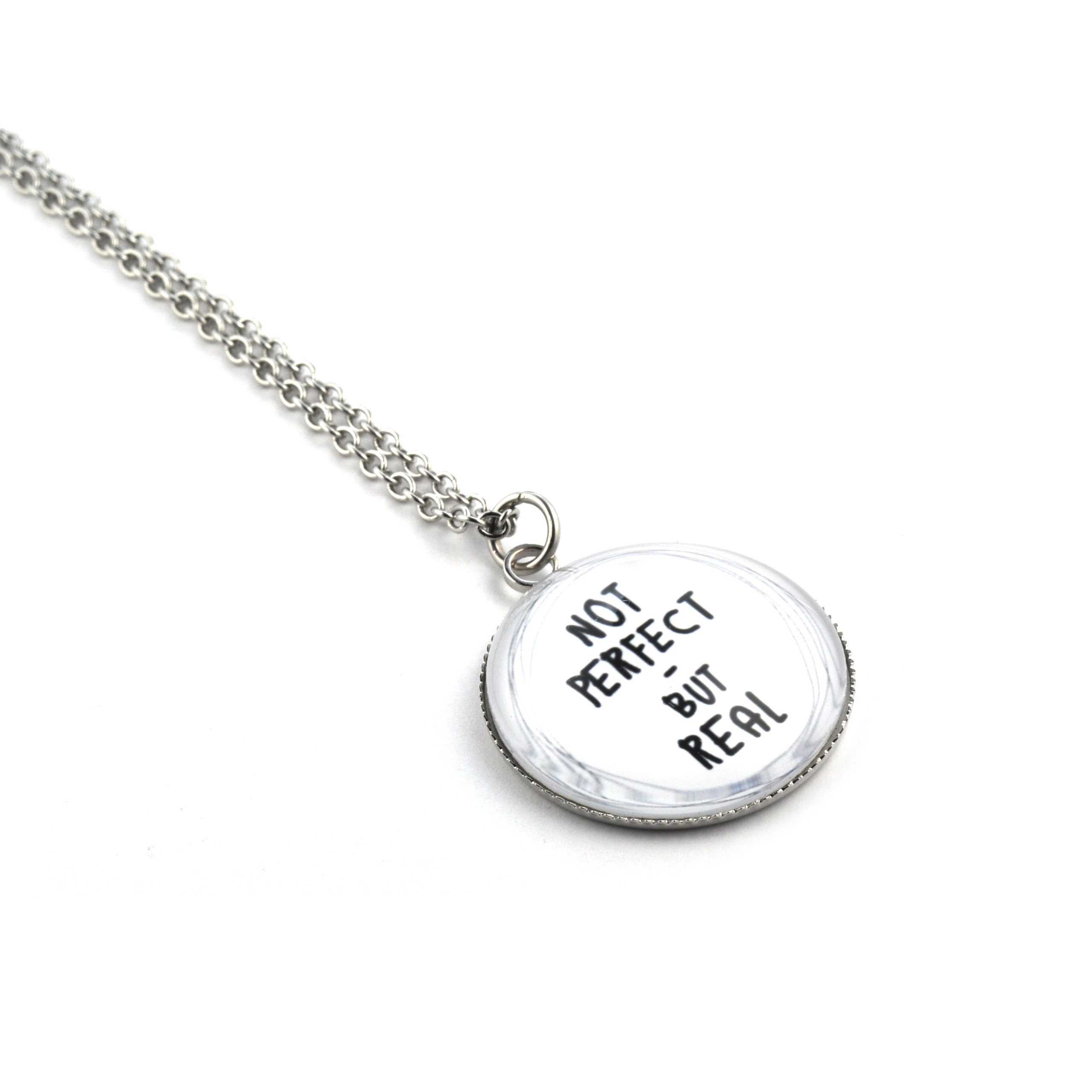 SCHMUCKZUCKER Edelstahl Kette mit großem Anhänger Spruch Motiv Etsy.de