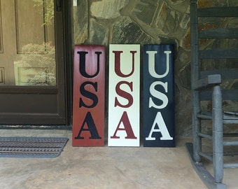 U.S.A. Patriotic Wooden Sign