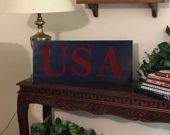 U.S.A Patriotic Wooden Sign