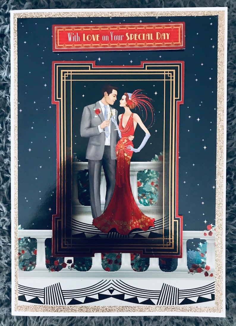 Art Deco Card for Anniversary Etsy