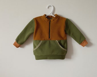 Khaki and brown polar jacket / Unisex polar jacket / Size NB to 9-10 years