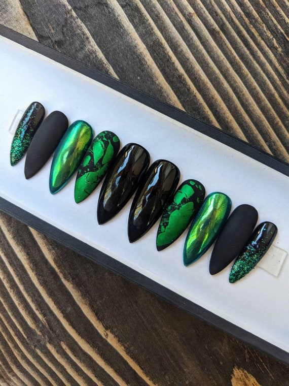 Wicked Press On Nails Halloween Nails Fake Nails Etsy