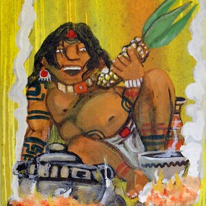 Acrylic Painting on Canvas - “El Comelon&quot; (The Glutton) 6 x 8 Acrylic Painting on Canvas board. By Sotero Manuel Handmade artwork