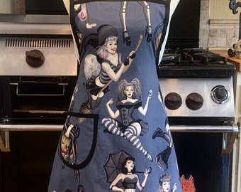 Goth Pinups and Witches Alexander Henry Vintage Style Apron